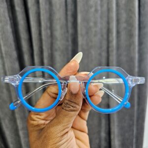Clear Blue Round Acetate Frames