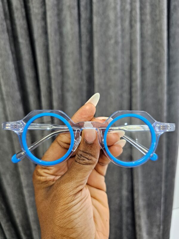 Clear Blue Round Acetate Frames