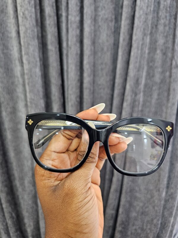 Wide Square Acetate Glasses – Black - Image 2