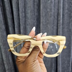 Bold Square Acetate Glasses – Honey Amber Frame