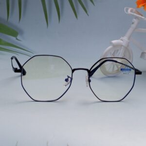 Black Unisex Geometric Antiblue Light Glasses