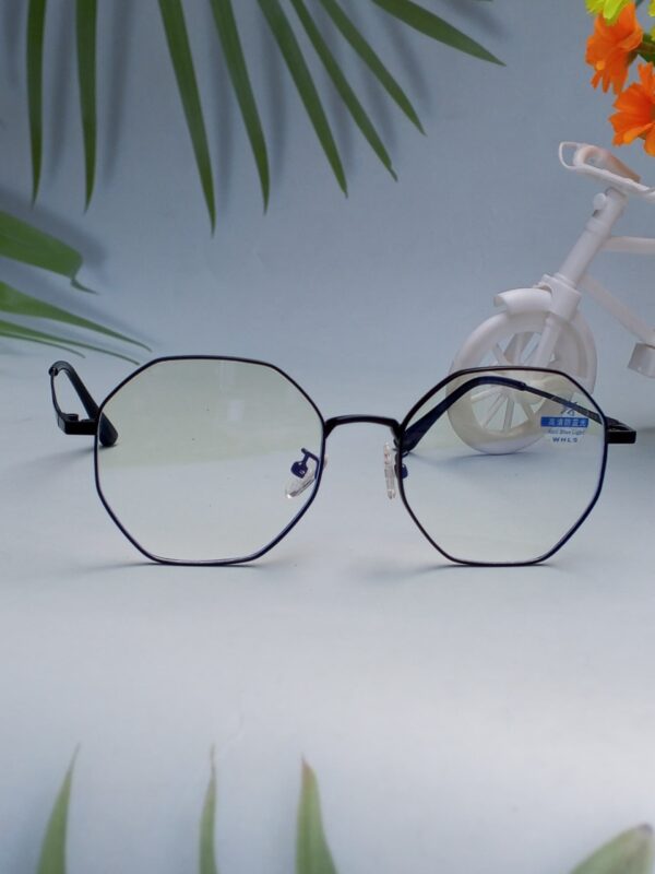 Black Unisex Geometric Antiblue Light Glasses